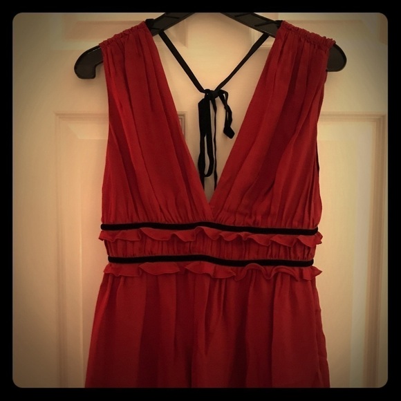 Robert Rodriquez Red Silk Grecian Style Top Size 4 - Picture 6 of 10